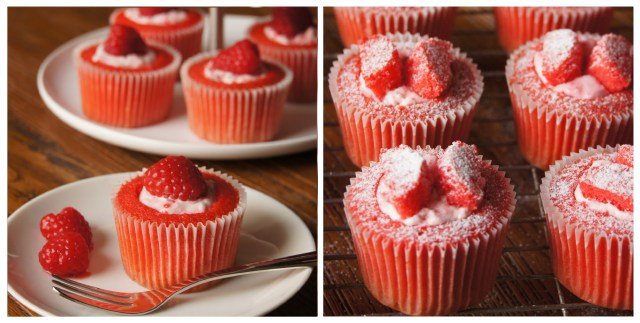Pink Velvet Raspberry Cupcakes