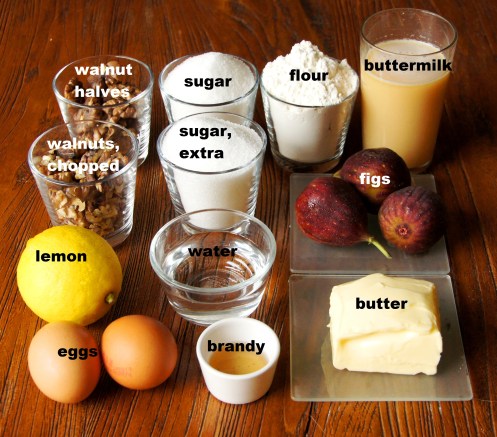 Ingredients: Walnut and Fig Cake with Brandy Syrup