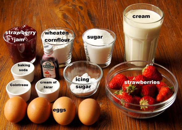 Ingredients: Strawberries and Cream Sponge Layer Cake