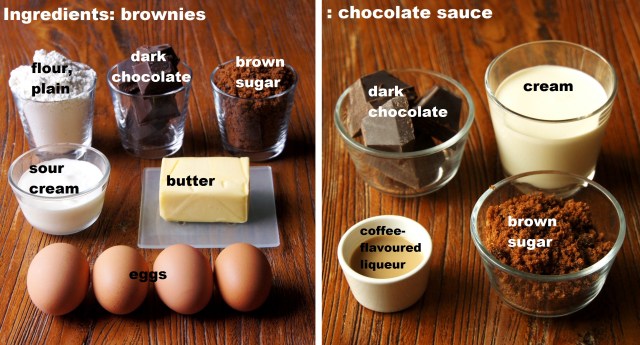 Ingredients: Chocolate Brownies with Warm Chocolate Sauce